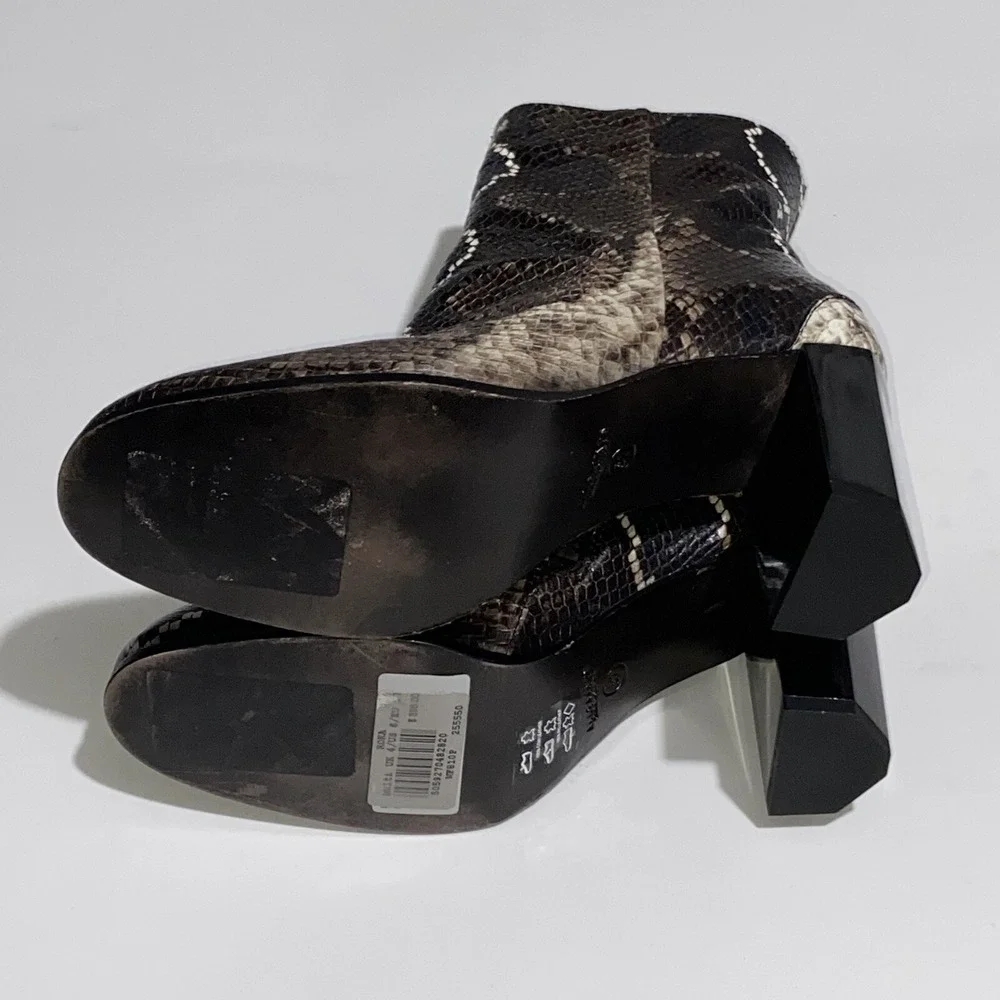All Saints Roka Leather Snake Boots Bootie Brown Black AllSaints $398